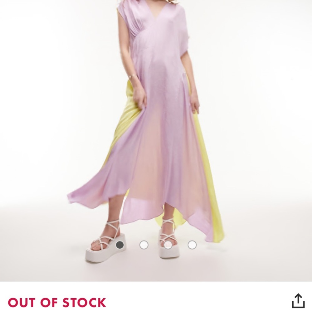Topshop Jacquard Asymmetrical Yellow and Lavender Dress Size 8 - Picture 3 of 10